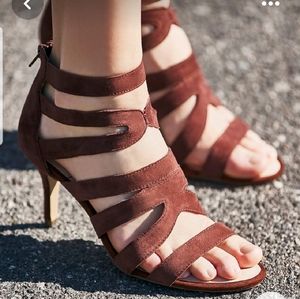 Sole Society Suede Caged Heel Sandal